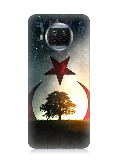 Xiaomi Mi 10t Lite Uyumlu Göktürkçe Türk Ve Ağaç Bayrak Desenli Silikon Kılıf