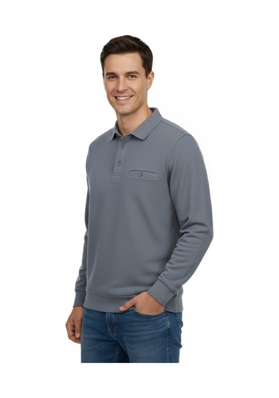 Raymons Erkek Gömlek Yaka Petek Doku Cepli Regular Fit Sweatshirt Bgl-st04956 Gri