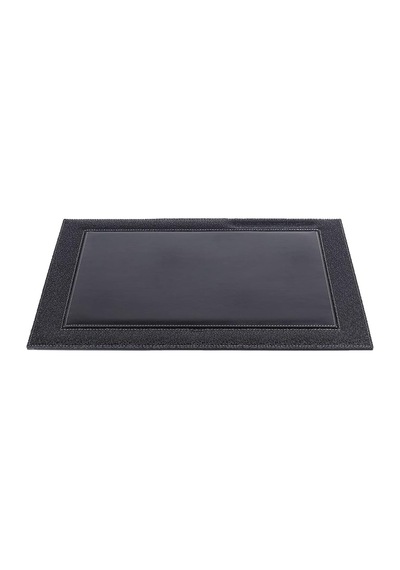 2k 4722 Sümen Takımı Suni Deri Hilton Kenar Desenli Tek Parça Kapaklı Pad Sümen 55x42 Cm, Siyah