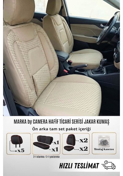 Marka By Camera Hafif Ticari Serisi Jakar Kumaş Oto Koltuk Kılıfı Tam Set Berlıngo-caddy-connect-courıer-doblo-dokker-partner Bej