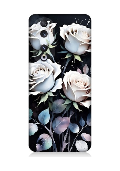 Huawei Honor 90 Uyumlu Beyaz Güller Sessizliği Desenli Silikon Kılıf Çok Renkli