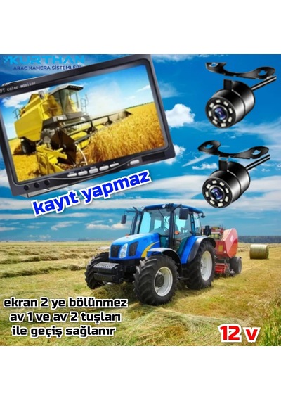 Tarımsal Araçlara 7 İnç Monitör Ve 2 Adet Beyaz Ledli Kamera Seti