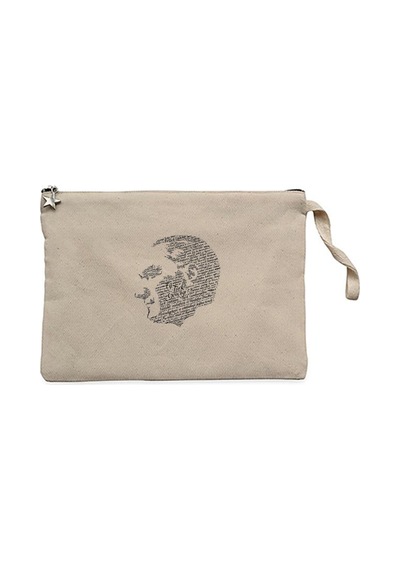Atatürk Ey Türk Gençliği Portresi Krem Clutch Astarlı Cüzdan / El Çantası