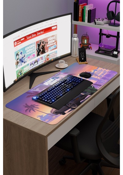 Gta 6 Kaymaz Dikişli Kauçuk Oyuncu Mousepad V5 - 90x40 Xxl Gaming Mouse Pad Fare Altlığı