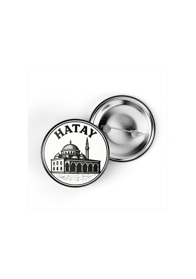 5 Adet İğneli Çanta Rozeti - Habib-i Neccar Camii - Hatay - 44 MM Çok Renkli