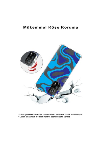 Huawei P Smart 2021 Köşe Korumalı Antişok Kapak Renkli Desen Tasarımlı Şeffaf Kılıf