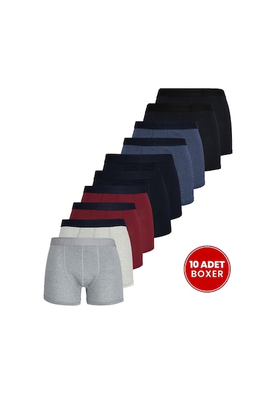 Tudors Erkek 10'lu Likralı Pamuklu Esnek Kumaş Premium Seri Boxer-50757 Çok Renkli