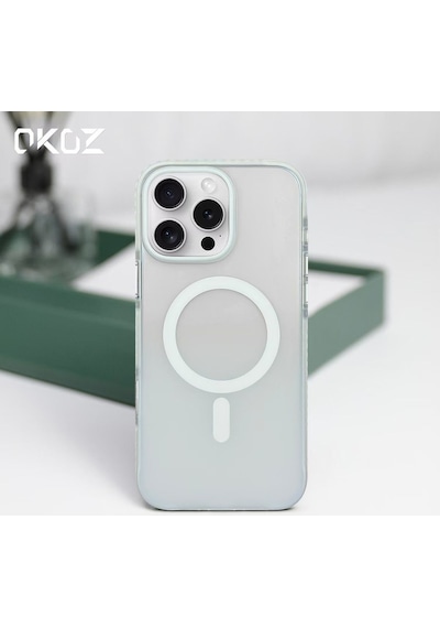 Apple Uyumlu iPhone 16 Pro Max Grace Renk Geçişli Magsafe Koruyucu Kılıf Beyaz
