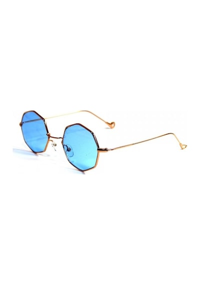 Mobgift Sekizgen Retro Unisex Güneş Gözlüğü Mavi