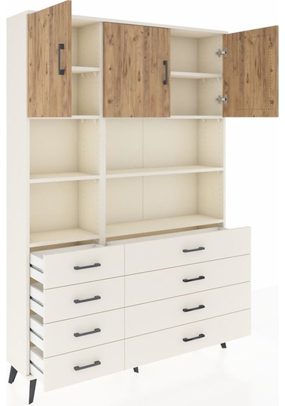 Arges Dolap 8 Raflı 8 Çekmeceli 3 Kapaklı 132x30x195 Aytaşı-ç... Aytaşı