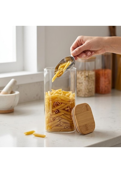 Dikdörtgen Bambu Kapaklı Kavanoz 1300 Ml, Şeffaf Kuru Gıda Saklama Kabı, Makarna Pirinç Bakliyat Kahve Kuruyemiş Ve Granola İçin Mutfak Düzenleyici Kavanoz, 12 X 8 X 20 Cm Çok Renkli Dikdörtgen Bambu Kapaklı Kavanoz 1300 Ml, Şeffaf Kuru Gıda Saklama Kabı, Makarna Pirinç Bakliyat Kahve Kuruyemiş Ve Granola İçin Mutfak Düzenleyici Kavanoz, 12 X 8 X 20 Cm Çok Renkli