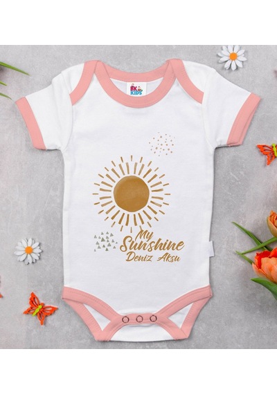 Bitmeyenkartus Bk Kids Kişiye Özel Pembe Bebek Body Zıbın - Model 20 Çok Renkli