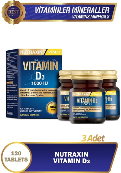 Vitals D3 Vitamini 1000uı 25mcg Içeren Takviye Edici Gıda 120 Tablet 3 Adet