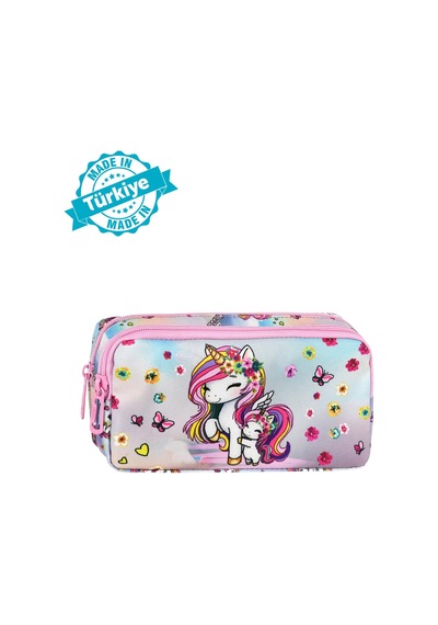 Waddell Pembe Unicorn Desenli 2 Cepli Kalem Kutusu,kalemlik