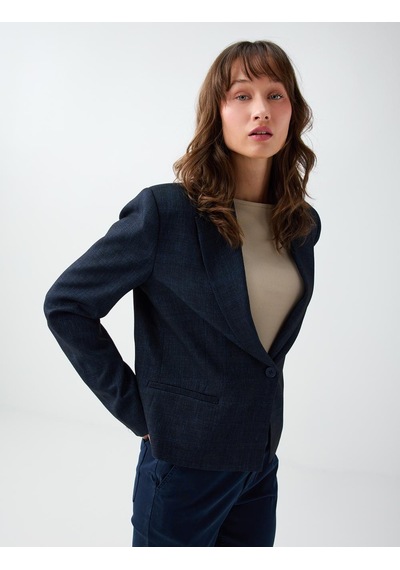 Jimmy Key Lacivert Cep Detaylı Uzun Kol Dokuma Blazer Ceket 6ww058344494