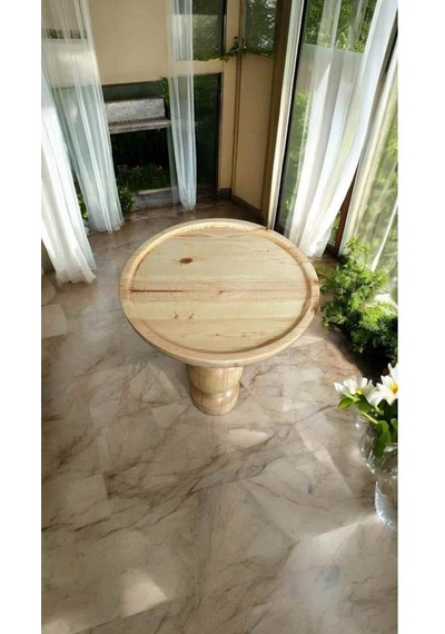 Doğal Masif Ahşap Mantar Sehpa Tekli Naturel Renk Yan Sehpa Tasarımı - Coffee Table Naturel