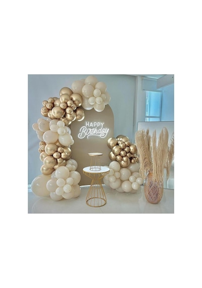 Krom Gold Ve Pastel Deniz Kumu Balon Zinciri 100 Adet Mix