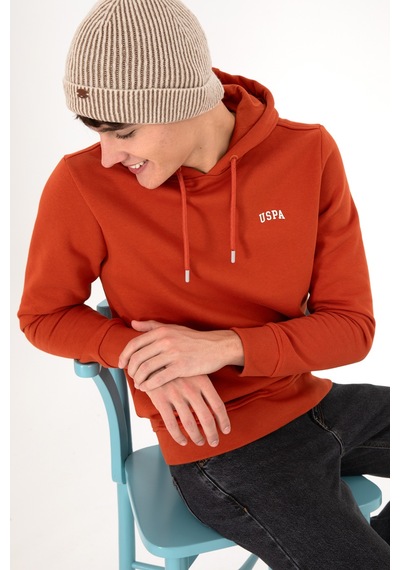U.S. Polo Assn. Erkek Kapüşonlu Kiremit Basic Şardonlu Sweatshirt 50295176-VR031