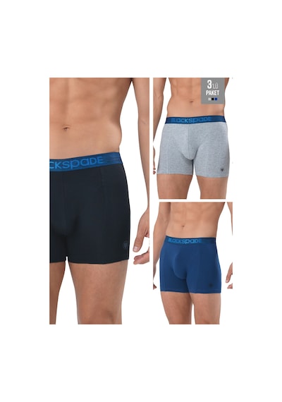 Blackspade Erkek Boxer 3lü Paket Modern Basics 9473 - Gri Lacivert Siyah Lacivert Bel Lastiği Gri Lacivert Siyah
