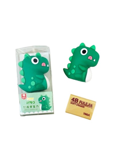 Dinozor Kalemtraş 3d Şekilli Silikon Kalemtraş - Yeşil