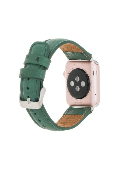 Apple Watch Uyumlu Deri Kordon 42-44-45mm De6 Yeşil