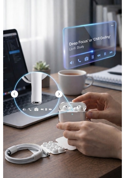 Air Pro3 ANC 2026 Dokunmatik Premium Bluetooth Kulaklık - Aktif Gürültü Engelleme, HD Ses, Şeffaf Mod, Tüm Telefonlarla Uyumlu