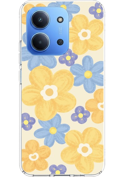 Redmi 15c Uyumlu Soft Pastel Çiçek Bahçesi Baskılı Silikon Kılıf Renkli