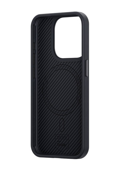 Apple Uyumlu iPhone 14 Pro Kılıf Karbon Fiber Magsafe Özellikli Benks Hybrid Armorpro 600d Kevlar Siyah