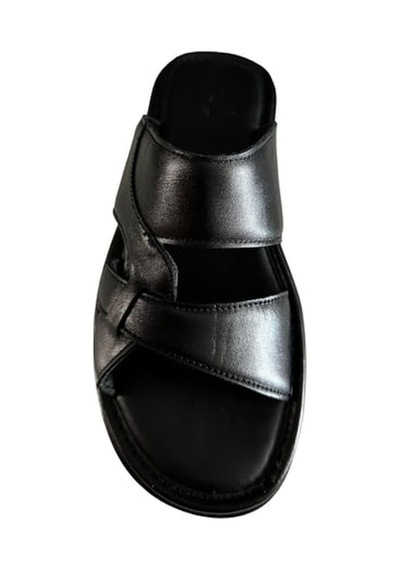 Castle Black 8521 Erkek Deri Yazlık Comfort Terlik Siyah Siyah