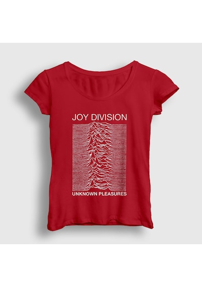 Presmono Kadın Unknown Pleasures Joy Division T-shirt Kırmızı