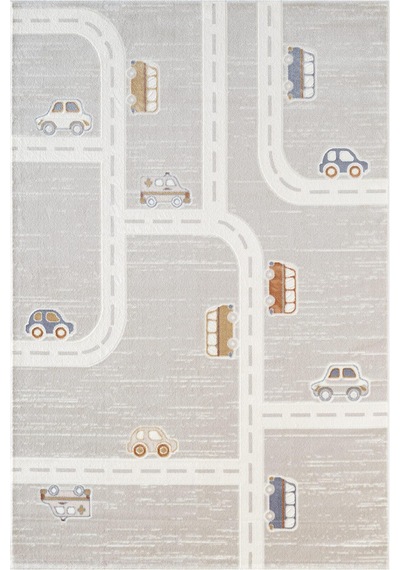 Cotto Kids Ck003g Gri Halı Araba Ve Yol Desenli Kaymaz Taban Yumuşak Yıkanabilir Çocuk Odası Halısı