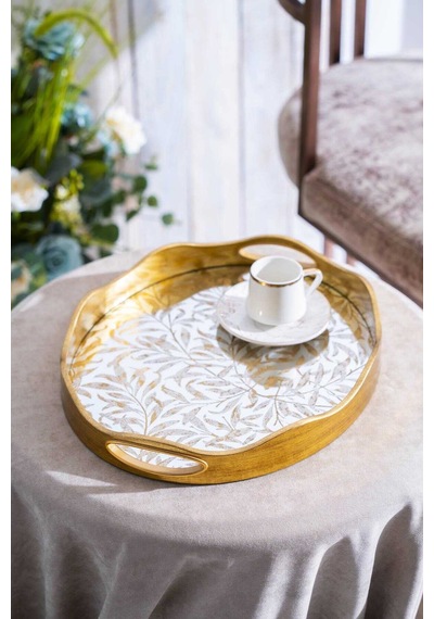 Acar Cha-07498/4 Myra 2'li Gold Cam Tepsi - 43.5/37.5 Cm Gold