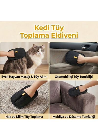Kedi Tüy Toplama Eldiveni Çift Taraflı Evcil Hayvan Masaj Ve Tüy Temizleme Aparatı Kedi Köpek İçin