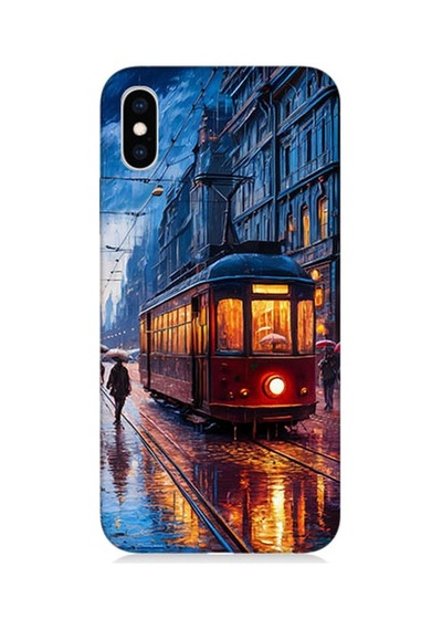 Apple Uyumlu iPhone Xs İstanbul Tramvay Desenli Silikon Kılıf