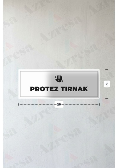 Protez Tırnak Yazılı - Metal - Beyaz Renk - Kapı İsimliği - 20x7 Cm