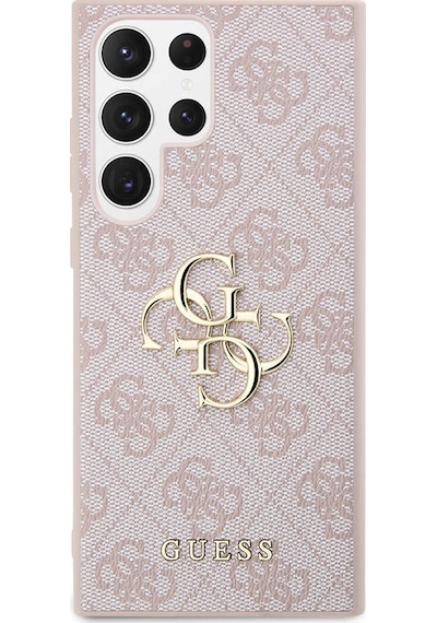 Galaxy Uyumlu S24 Ultra Kılıf Guess Lisanslı Pu Deri Yazı Ve 4g Metal Logolu Desenli Kapak Kahverengi