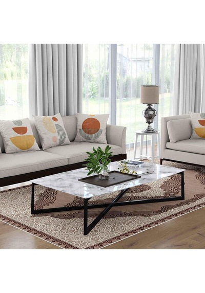 Kaymaz Taban Yıkanabilir Halı Mutfak, Salon, Yatak Odası İçin Modern Dijital Baskı Halı Slnhalı24 - 0080 Çok Renkli