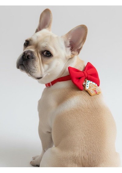 Ginger Home Küçük Irk Köpek Papyon Tasması Kırmızı Fiyonk Boyun Aksesuarı Noel Temalı Köpek Süsü