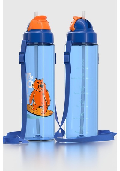 Renga Migo Desenli 630 Ml Askılı Pipetli Tritan Çocuk Matara 912143 Mavi MAvi