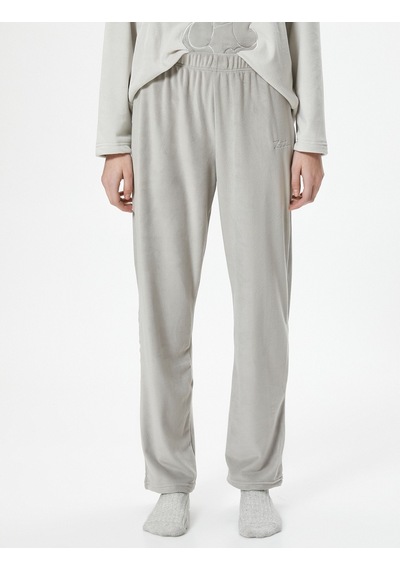 Koton Polar Pijama Altı Nakışlı Beli Lastikli Gri 4wlk40113mk 4WLK40113MK039 Gri