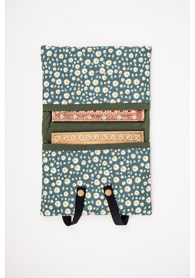 Kitap Ve Defter Kılıfı Papatya Desenli Çok Bölmeli Kumaş Organizer 19x26 Cm