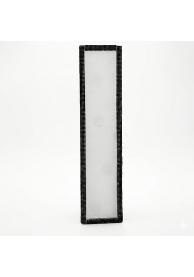 Kristal Taşlı İç Dikiz Aynası Tırnaklı Ayna 29,5x7cm Siyah