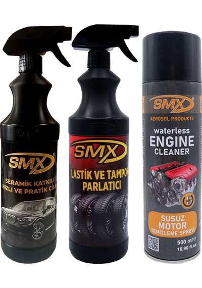 Susuz Motor Temizleme Spreyi + Lastik Ve Tampon Parlatıcı + Seramik Katkılı Hızlı Ve Pratik Cila