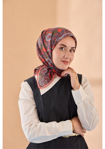 Silk Home Yaz Esintisi Eşarp 150002-15 Parlak Turuncu, Mavi, Yeşil, Gri
