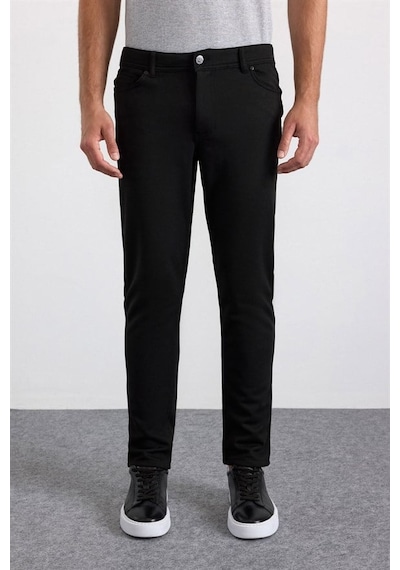 Süvari Siyah Slim Karışık Desen Armürlü Normal Bel Casual Pantolon Pn2020500767-s09