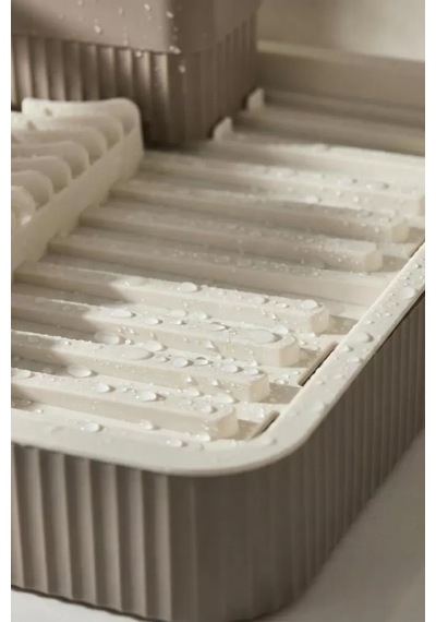 Vizon Sürgülü Lavabo Üstü Bulaşıklık & Fonksiyonel Tabaklık Ve Bardaklık 32x36 Cm Siyah