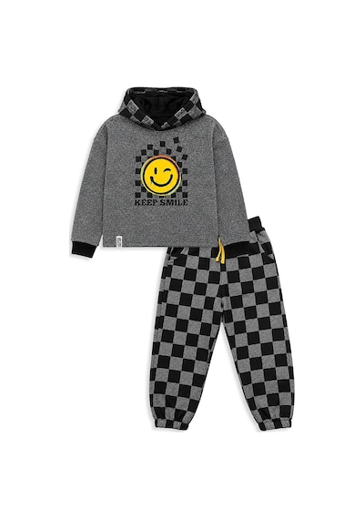 Erkek Çocuk Eşofman Takım Damalı Kalın Kapüşonlü Sweatshirt Eşofman Altı Erkek Çocuk Eşofman Takım Damalı Kalın Kapüşonlü Sweatshirt Eşofman Altı