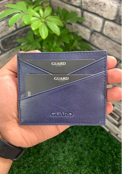 Guard Antik Lacivert Hakiki Deri Kartlık P5202 Lacivert
