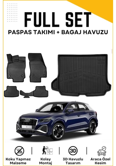 Audi Q2 2025 Model Birebir Uyumlu Bagaj Havuzu+paspas Seti