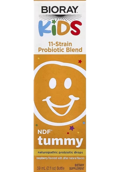 Bioray Kids Ndf Tummy 11-strain Children's Probiotics Blend Raspberry 2 Fl Oz 60 Ml